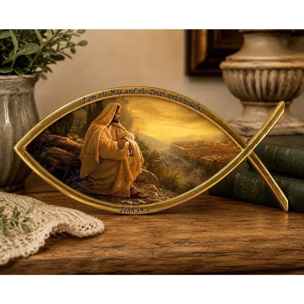 Bradford Exchange I Am the Way Greg Olsen Fish Wall Plaque John 14:6 Ltd Ed